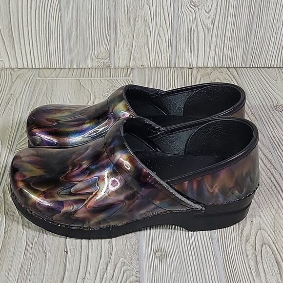 Dansko Mrbled Iridescent Patent Leather Clogs Womens Size 40 US Size 9.5-10 - Picture 4 of 14